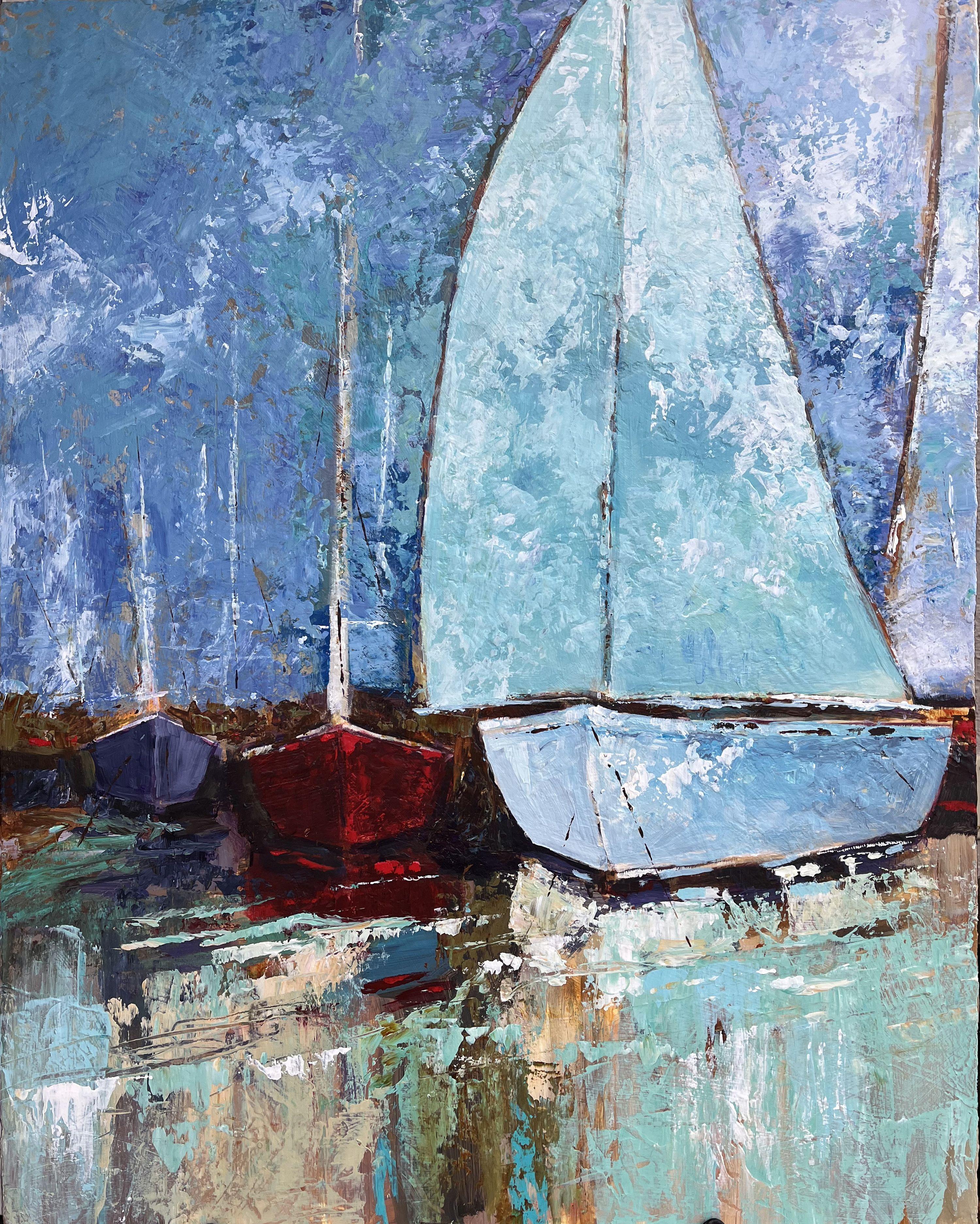 Red Boat, Painting, Acrylic on Canvas