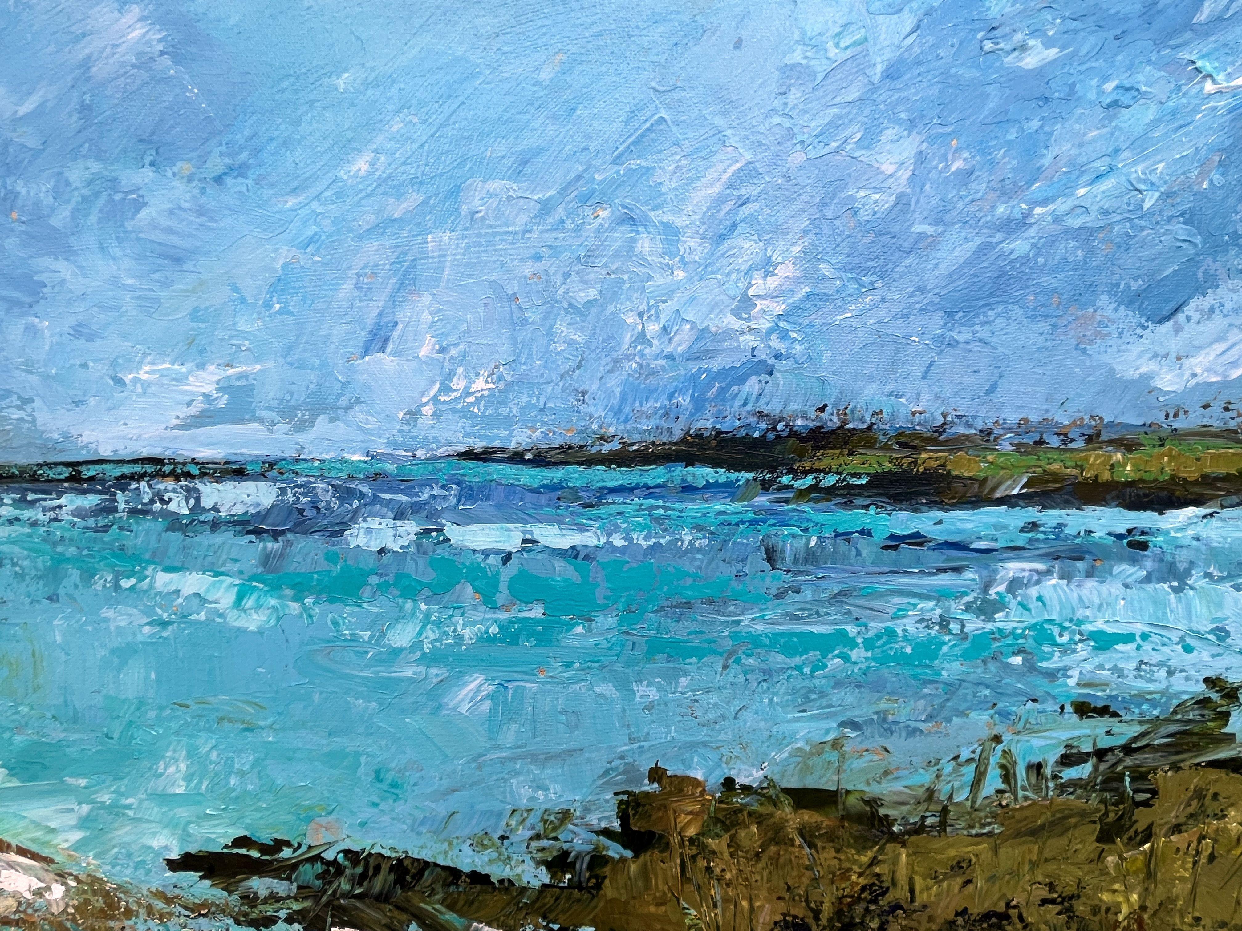 Dieses originale, halb-abstrakte, impressionistische Acryl-Spachtel-Gemälde ist auf eine 1,5