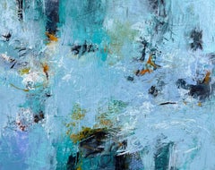 River Reflections – Abstraktes expressionistisches Gemälde in Acryl