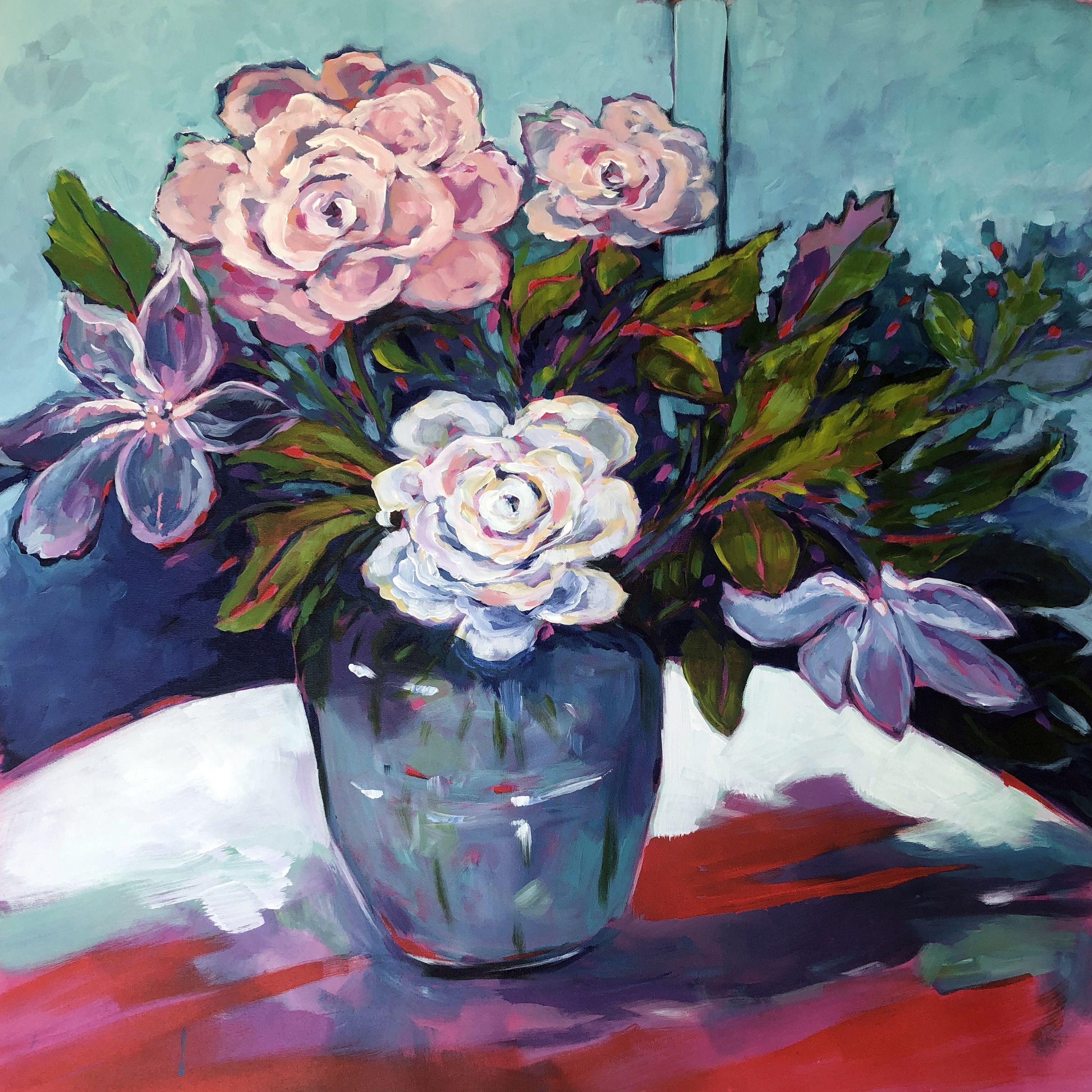 Abstract Painting Filomena Booth - Bouquet de printemps, peinture, acrylique sur toile