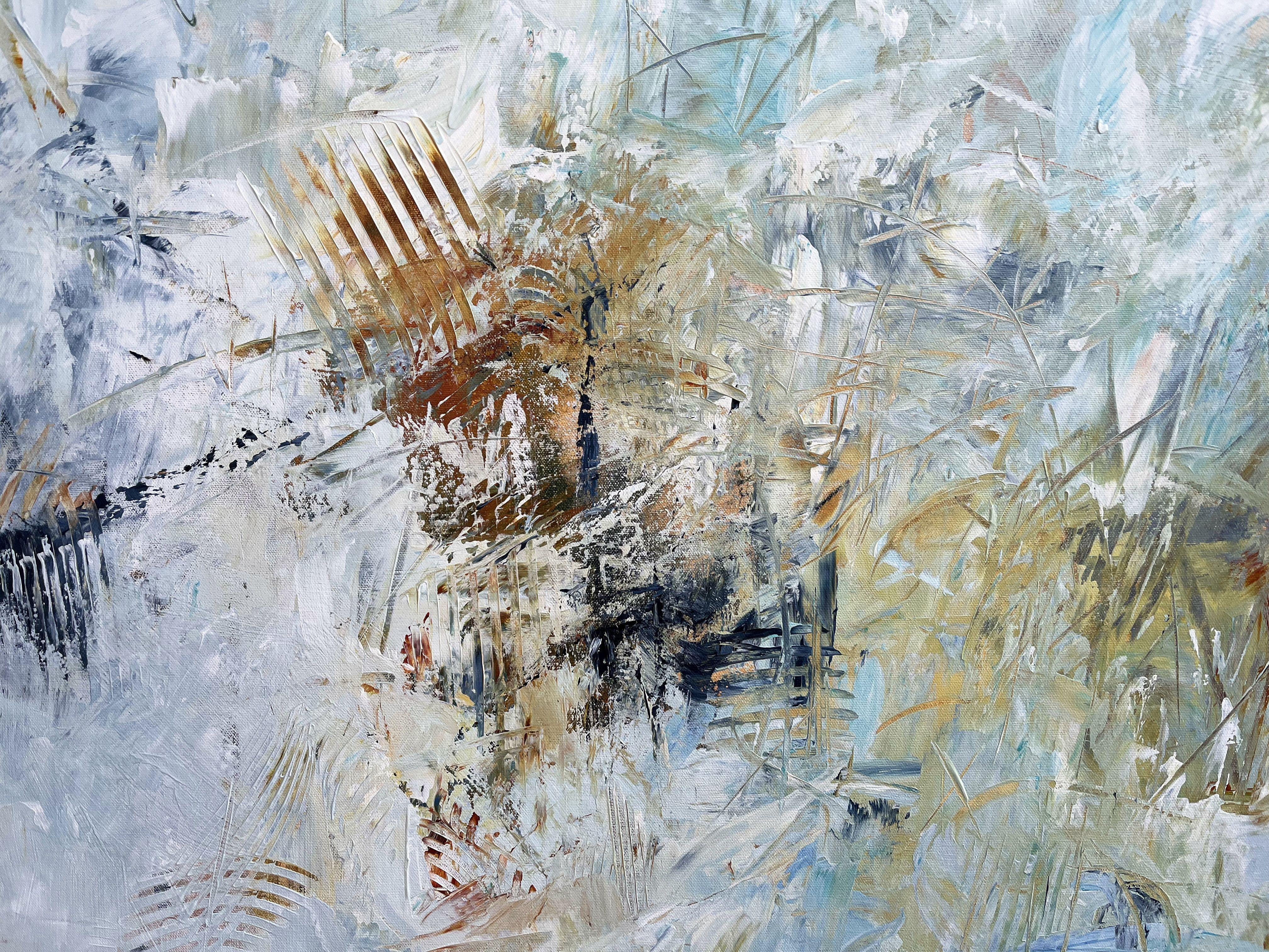      This original, abstract acrylic painting is stretched on a 1.5
