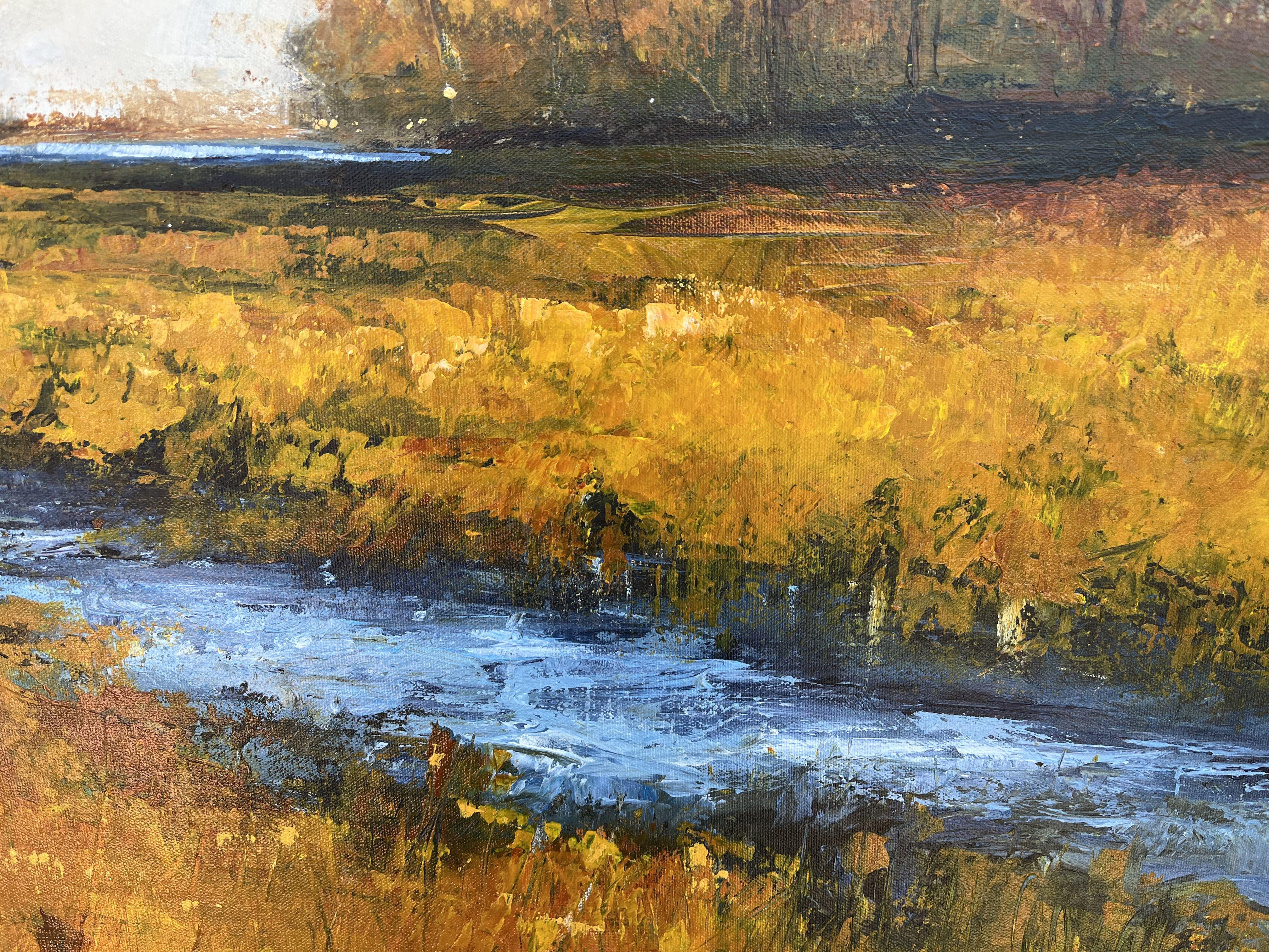 Pradera al atardecer, Pintura, Acrílico sobre lienzo en venta 1