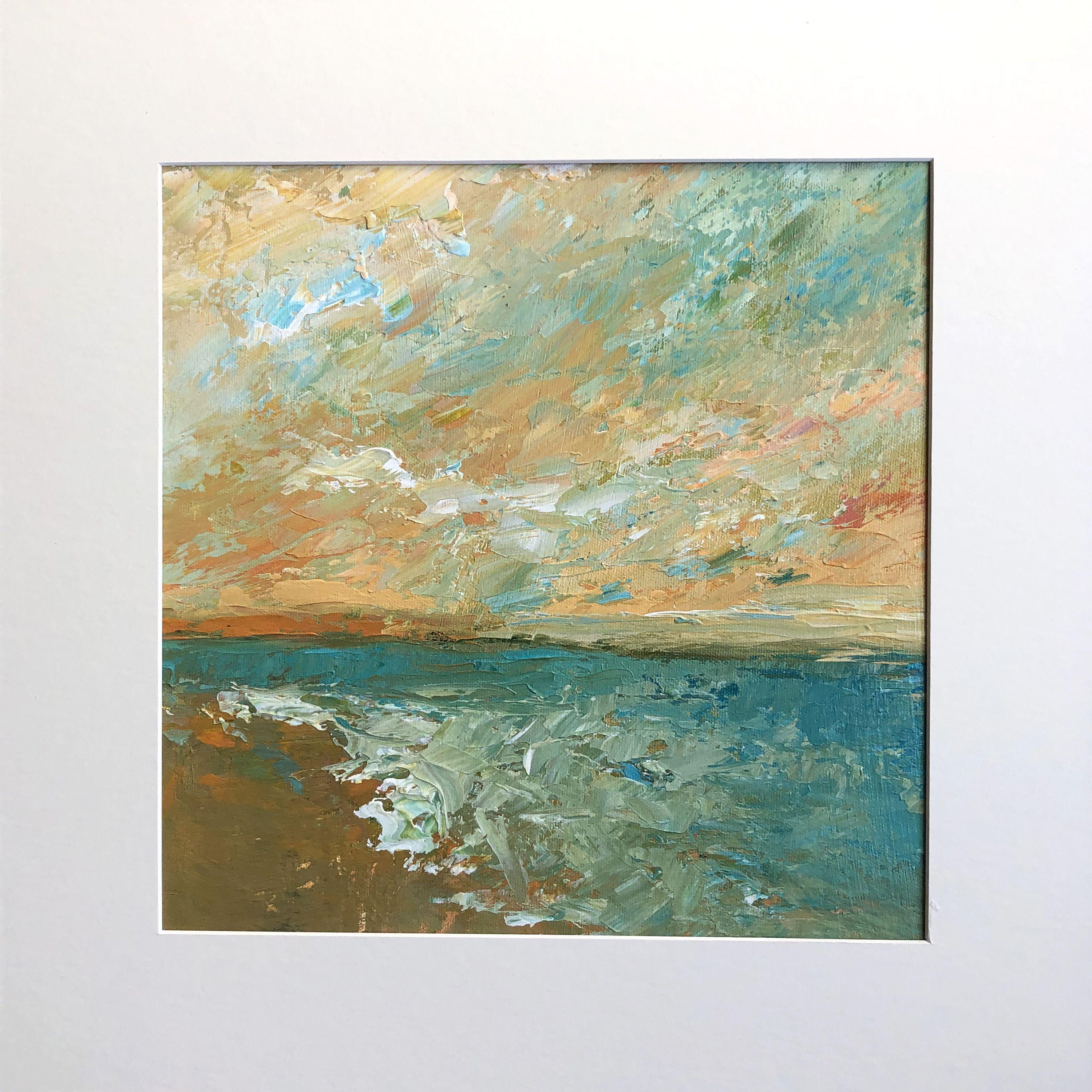 Peinture, acrylique sur toile, mer de coucher de soleil - Impressionnisme Painting par Filomena Booth
