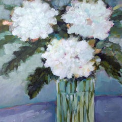 White Hydrangeas, Painting, Acrylic on Canvas
