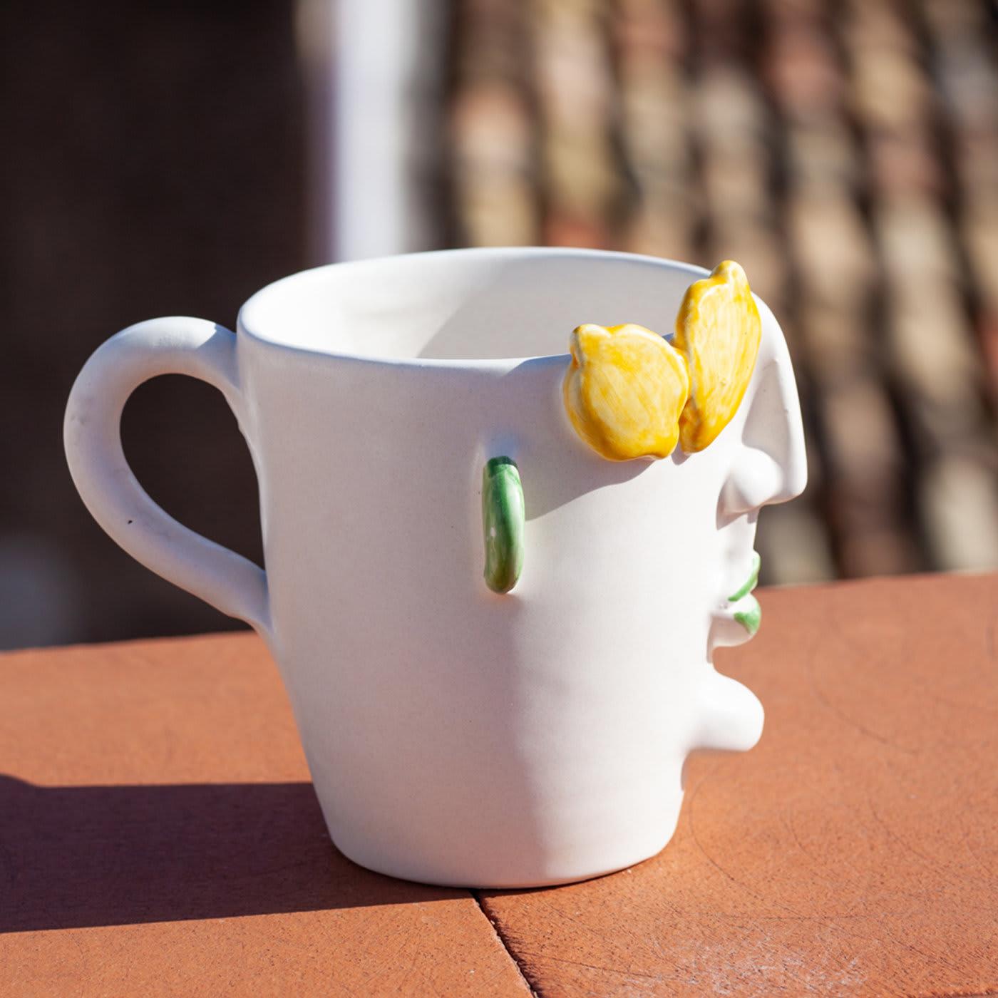 Contemporary Filomena Street Vendor of Lemons Set of 3 Mugs For Sale