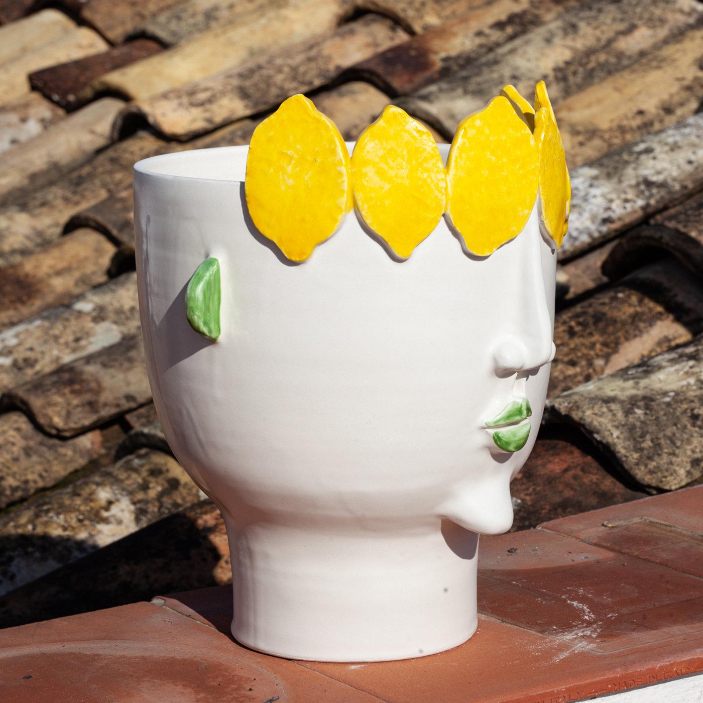 Contemporary Filomena Street Vendor of Lemons Vase For Sale