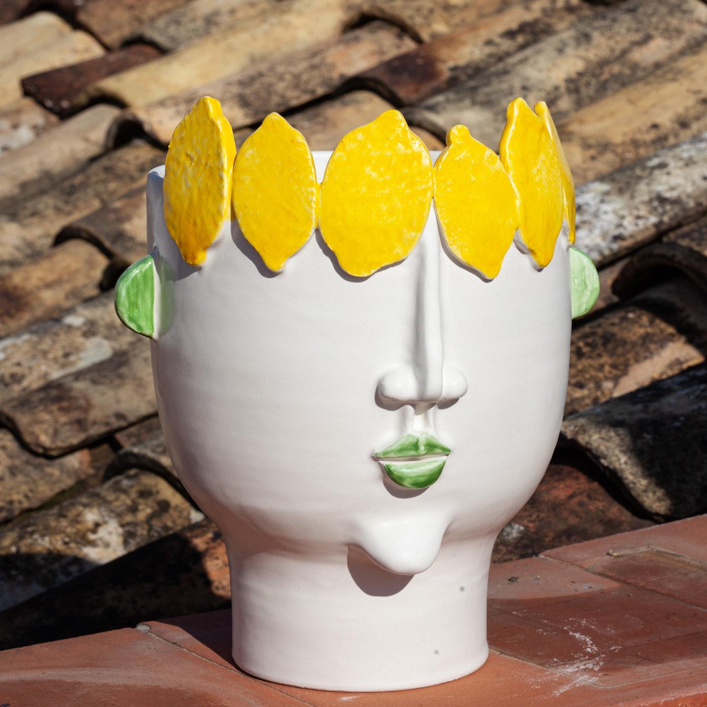 Ceramic Filomena Street Vendor of Lemons Vase For Sale