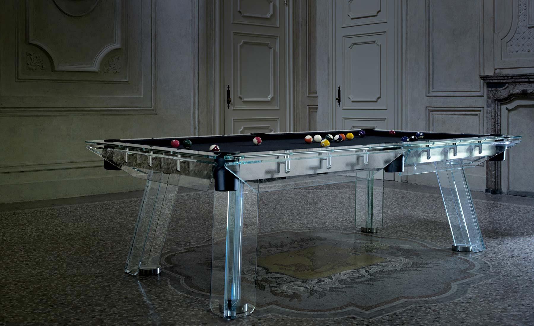 glass pool table