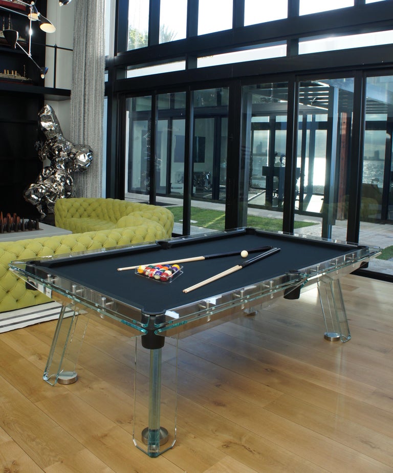 Filotto Contemporary Glass Pool Table by Impatia For Sale at 1stDibs