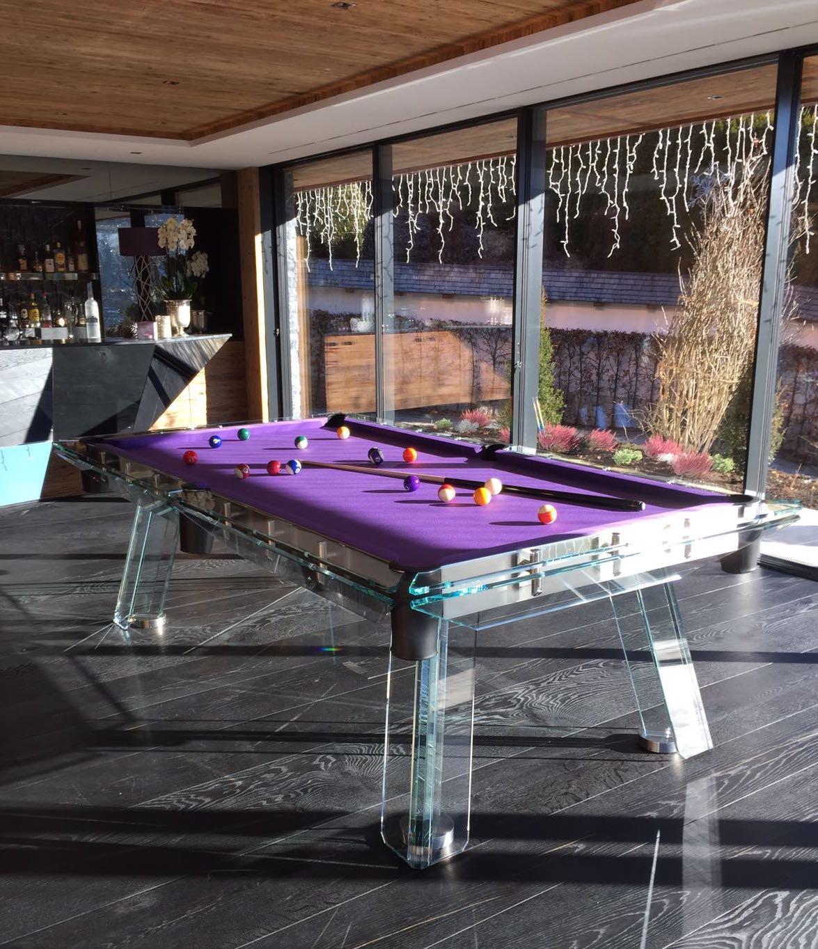 Metal Contemporary Glass Pool Table by Impatia For Sale