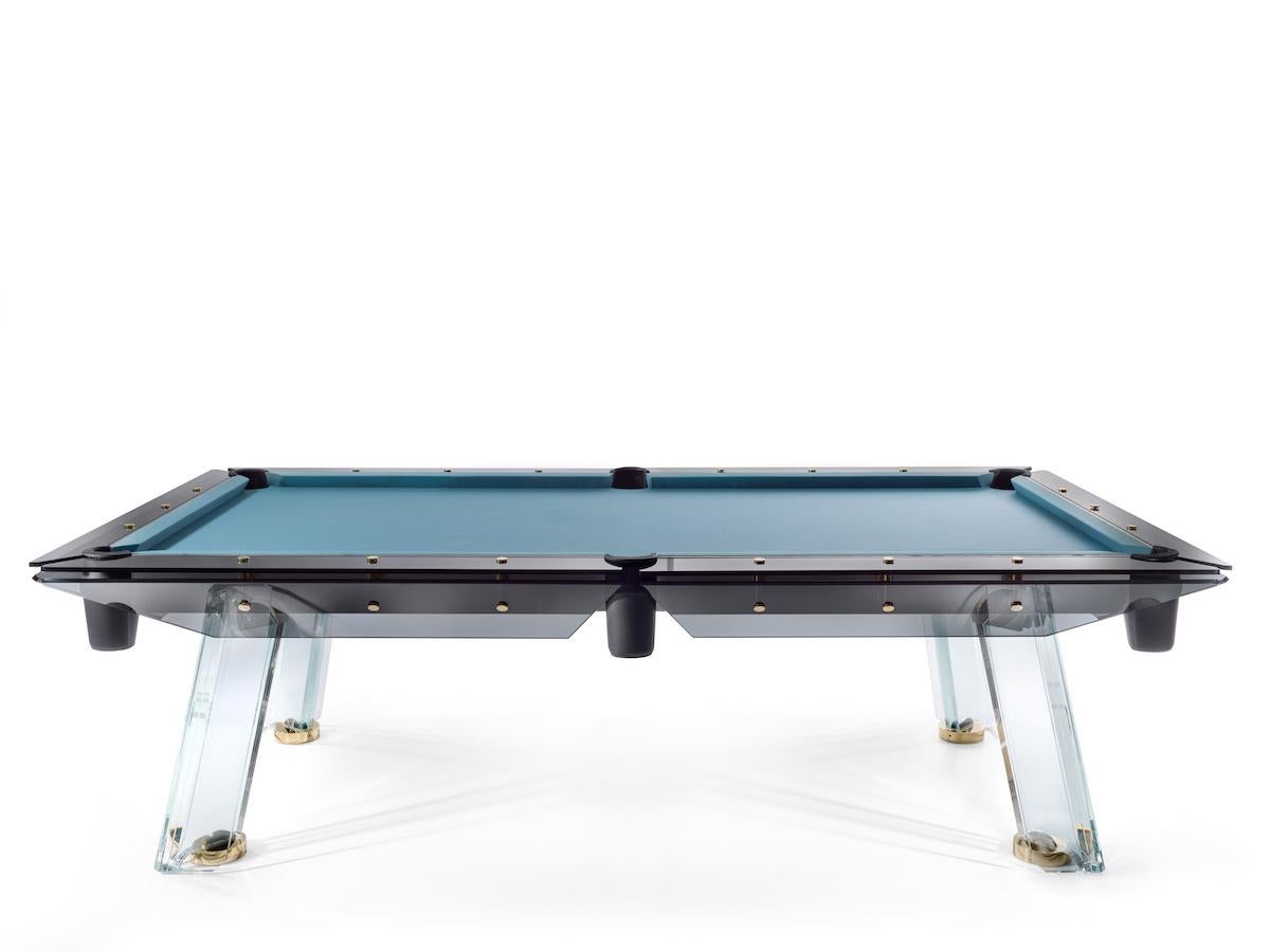 Stainless Steel Filotto Gold, Contemporary Design Pool Table/ Billiard Table by Impatia For Sale