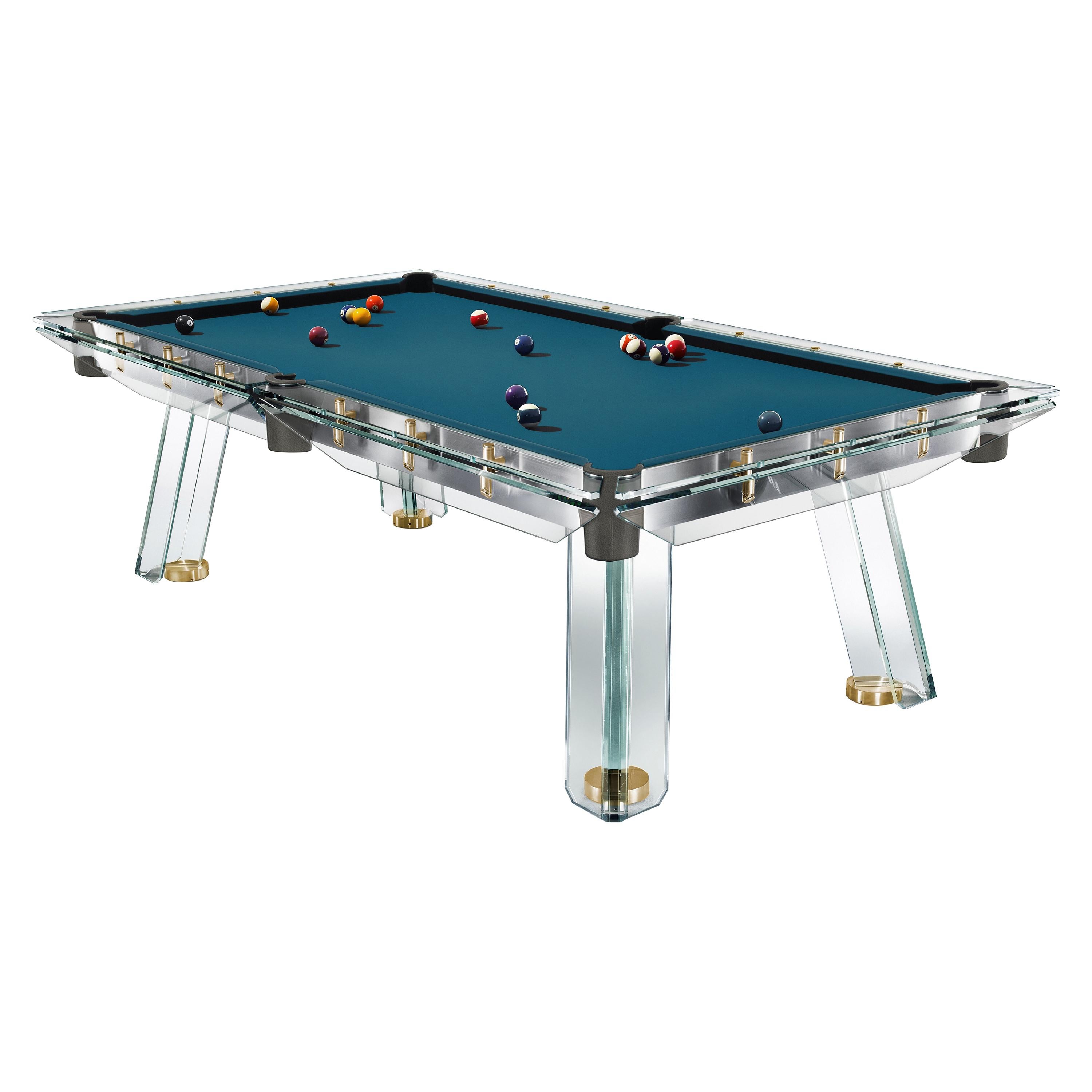 Contemporary Glass Pool Table With Gold Components by Impatia