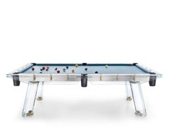 Modern Glass Pool Table With Gold Plated Components by Impatia