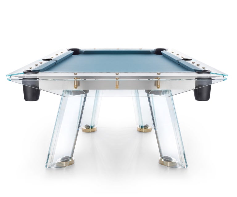 Modern Glass Pool Table With 24K Gold Plated Components by Impatia For