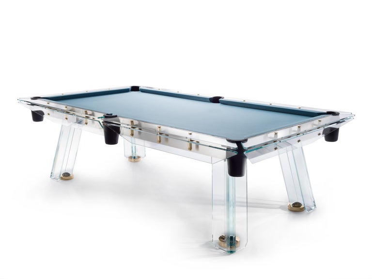 Modern Glass Pool Table With 24K Gold Plated Components by Impatia For