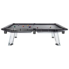 Filotto Modern Glass POOL Table with Smoked Glass and Black Nickel by Impatia
