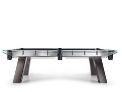 Modern Pool Table with Dark Oak Legs and Glass Top Frame by Impatia