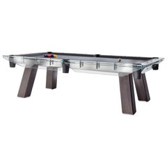 Modern Pool Table with Dark Oak Legs and Glass Top Frame by Impatia