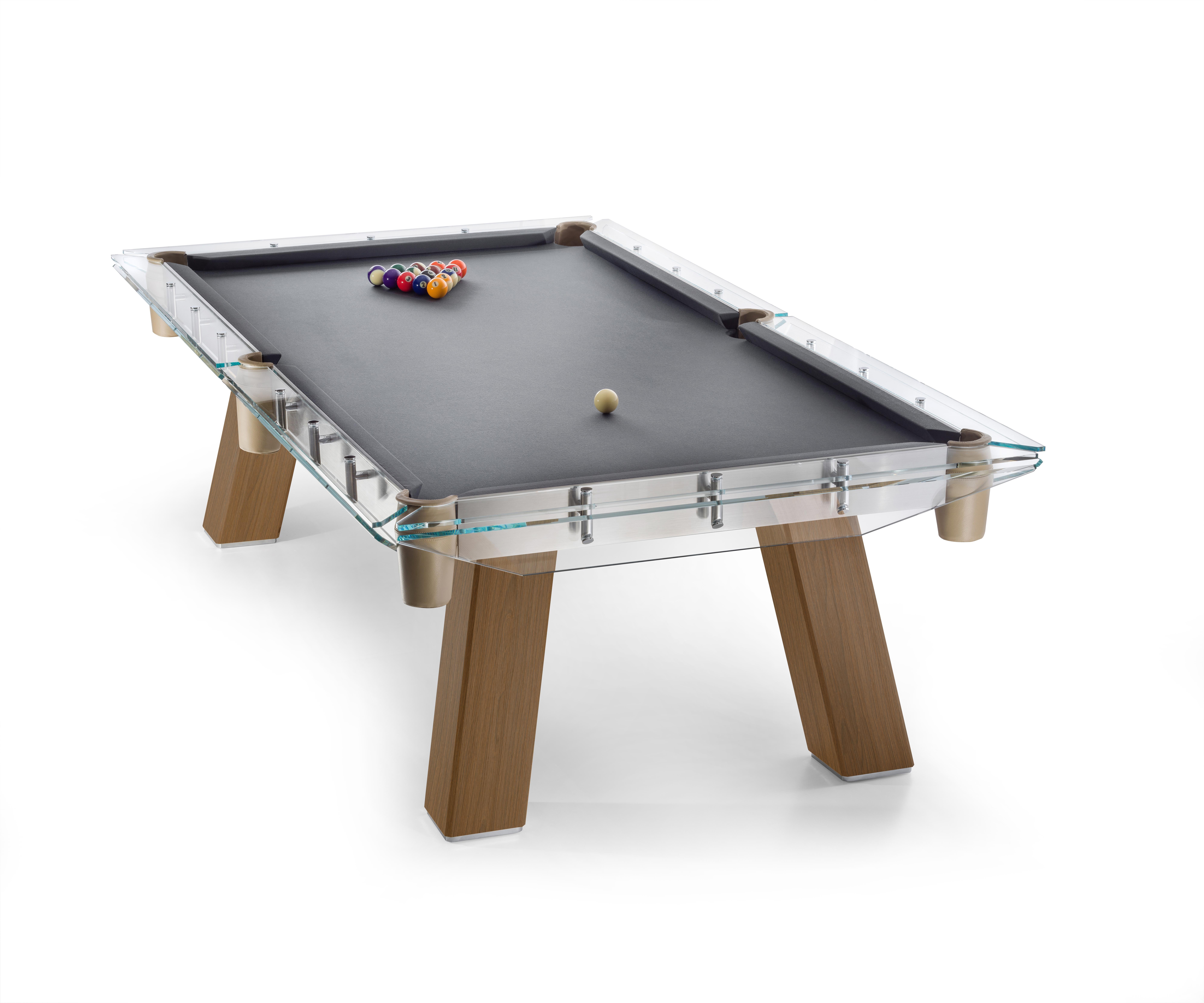 Filotto Wood Brown Oak Player Pool Table by Impatia In New Condition In Geneve, CH