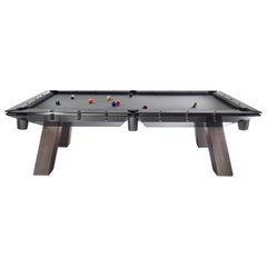 Contemporary Pool Table with Dark Oak Legs and Smoked Glass by Impatia