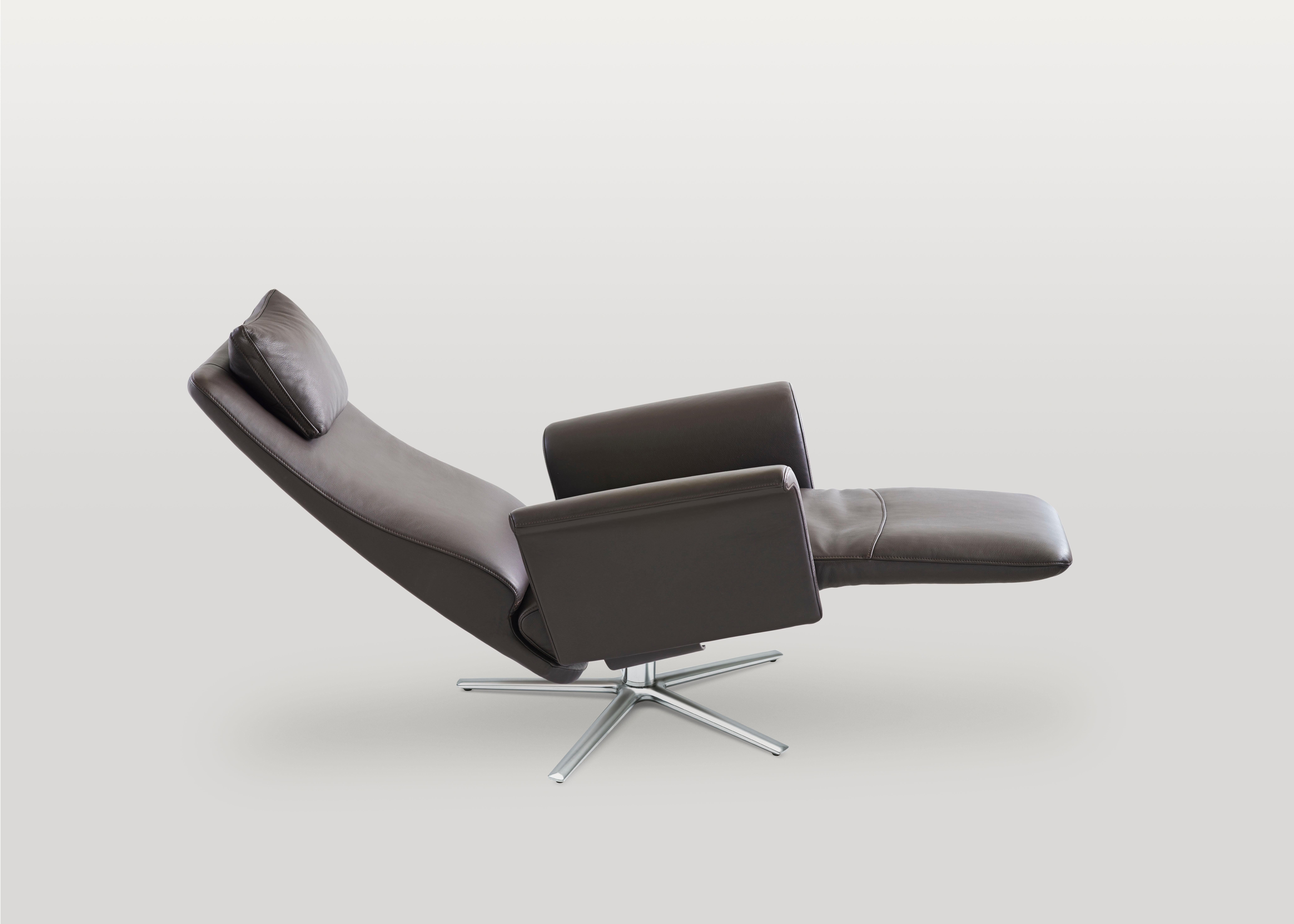 Modern Filou Adjustable Reclining Leather Easy Lounge Chair by FSM For Sale
