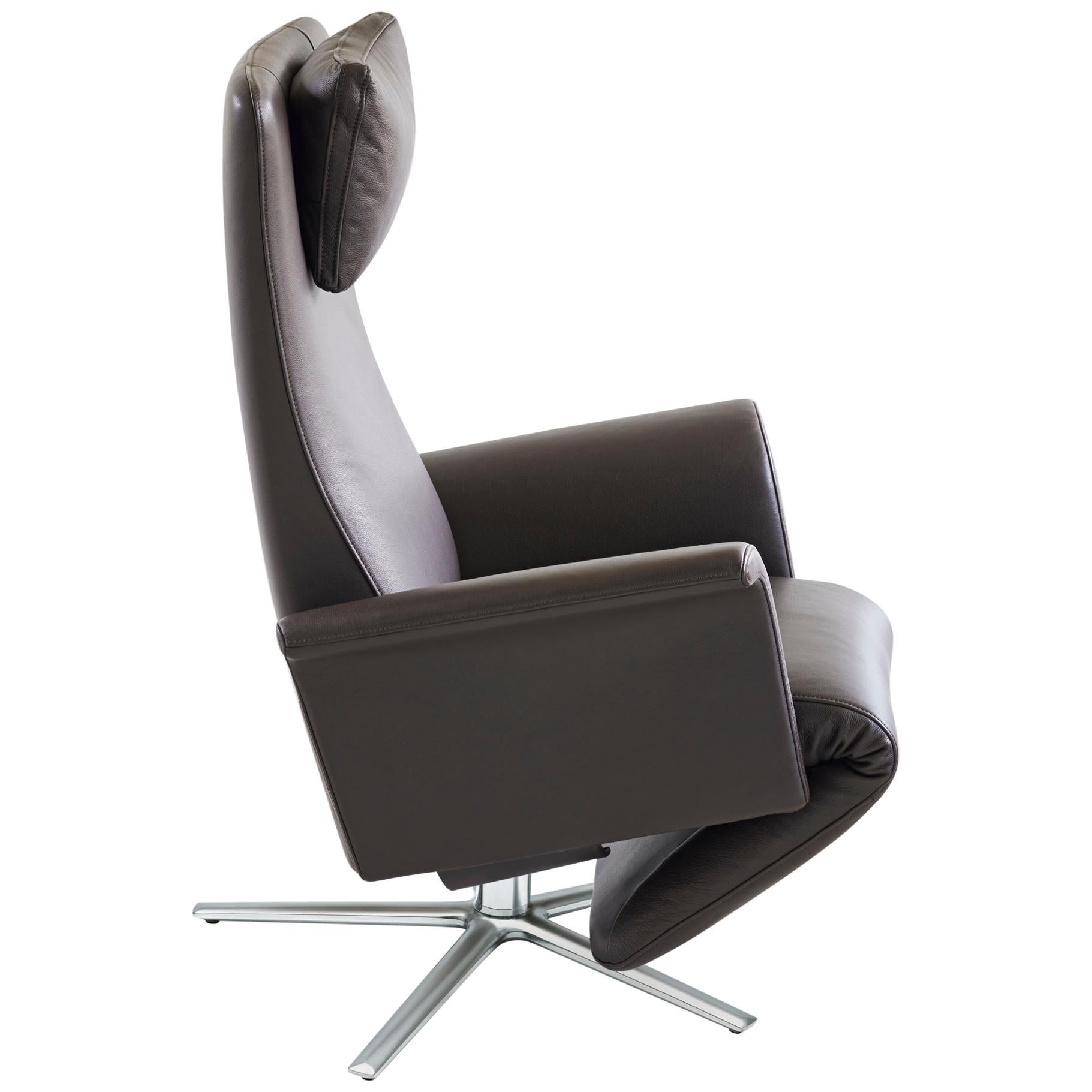 For Sale: Gray (Umbra) Filou Adjustable Reclining Leather Easy Lounge Chair by FSM