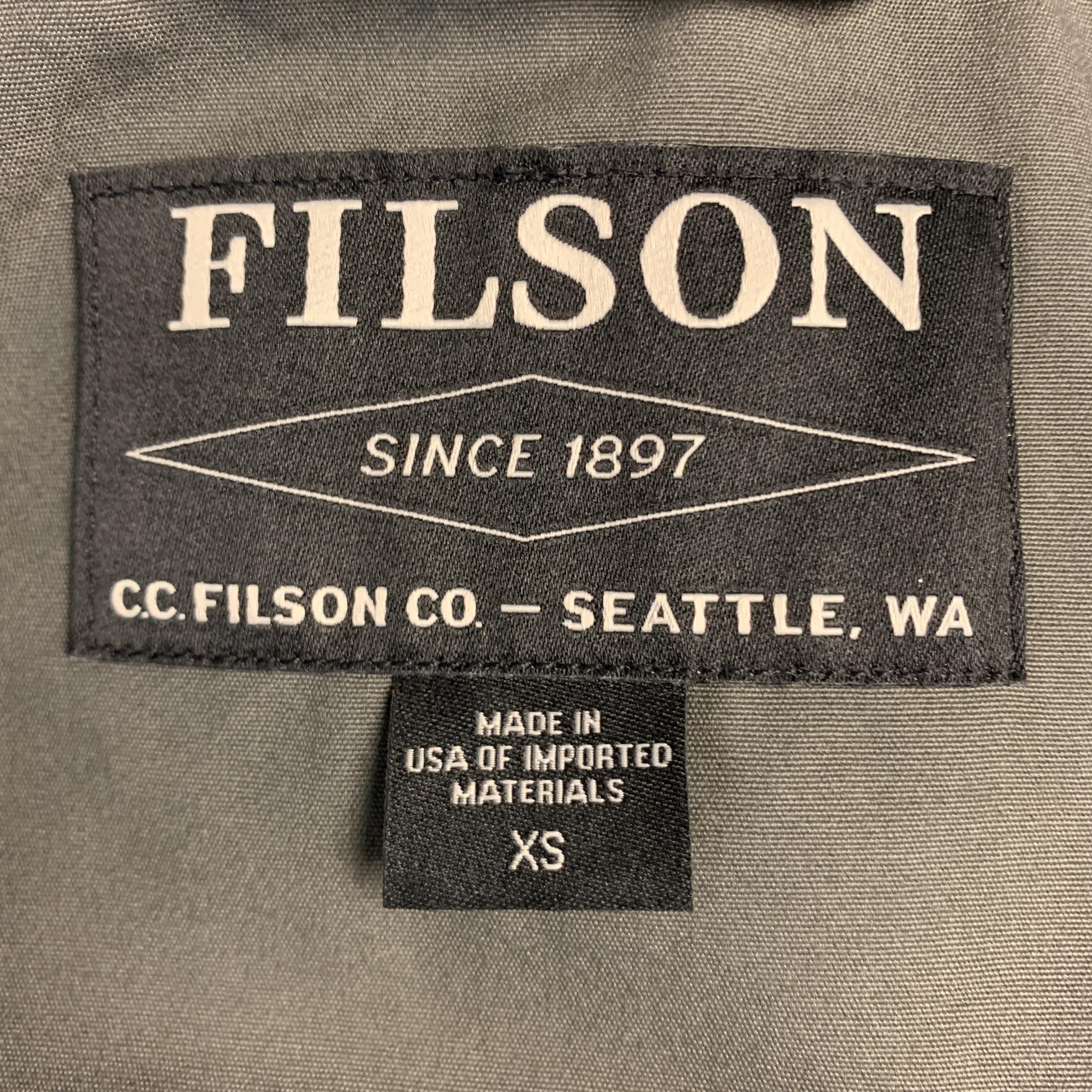 FILSON Size XS Black Coated Cotton Patch Pocket Button Up Trucker Jacket 1