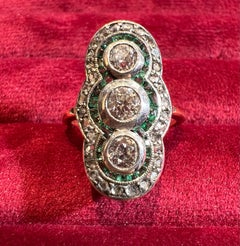 late 19th century marquise emerald and old-cut diamond ring in 18-carat gold