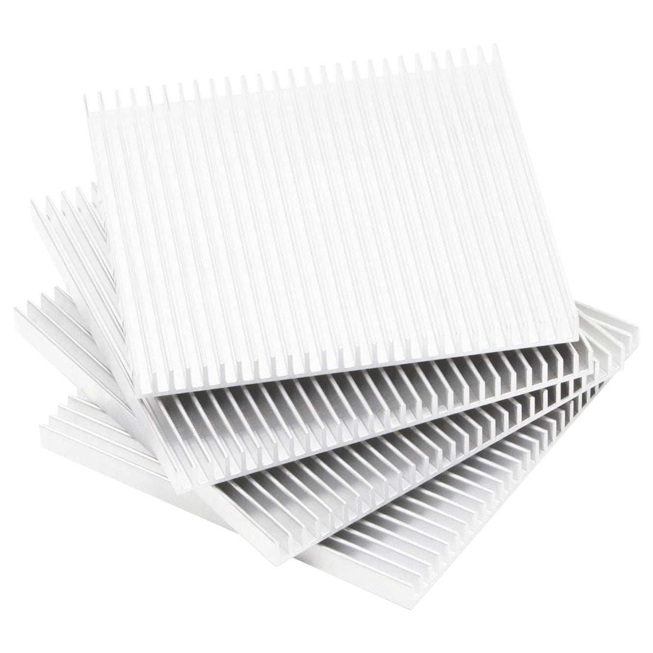 Fin Coasters from Souda, in Stock, Set of Four, Anodized Silver, Modern