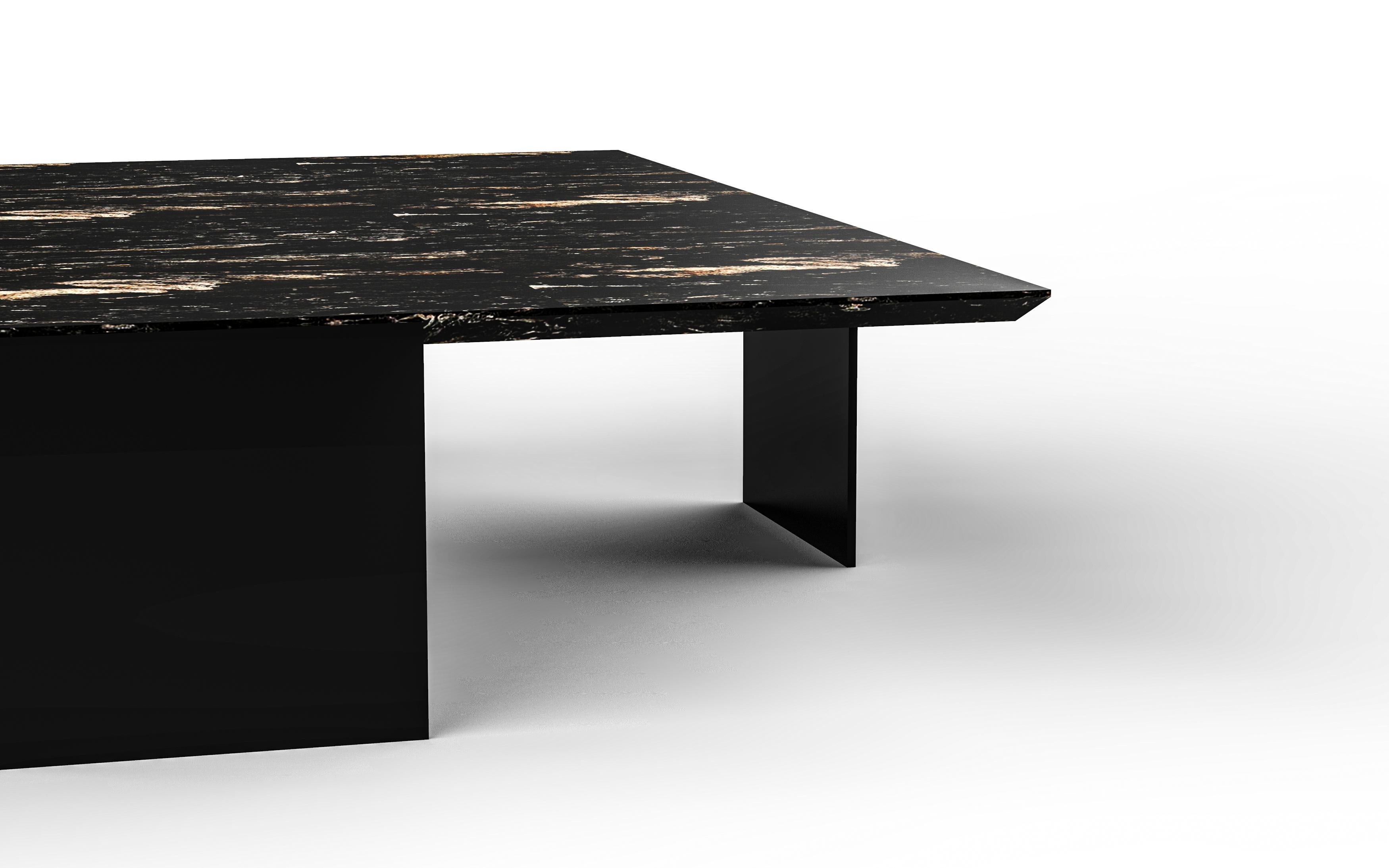 Moderne Table à cocktail finition métallique et pierre en vente
