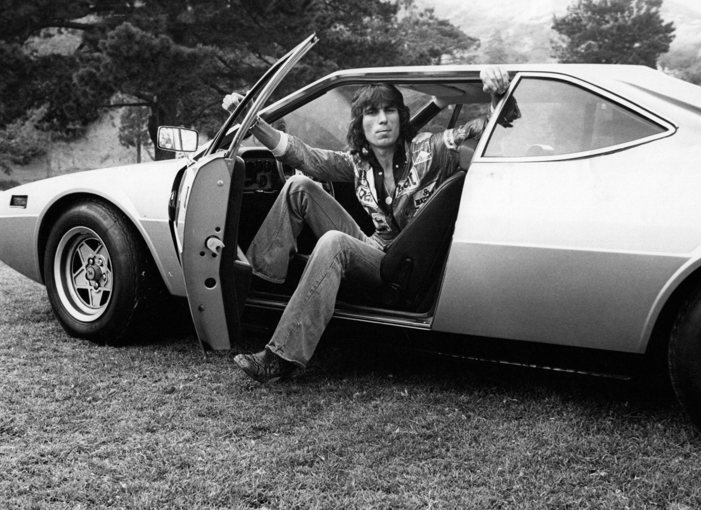 Fin Costello Black and White Photograph - Cozy Powell of Rainbow in Car Vintage Original Photograph