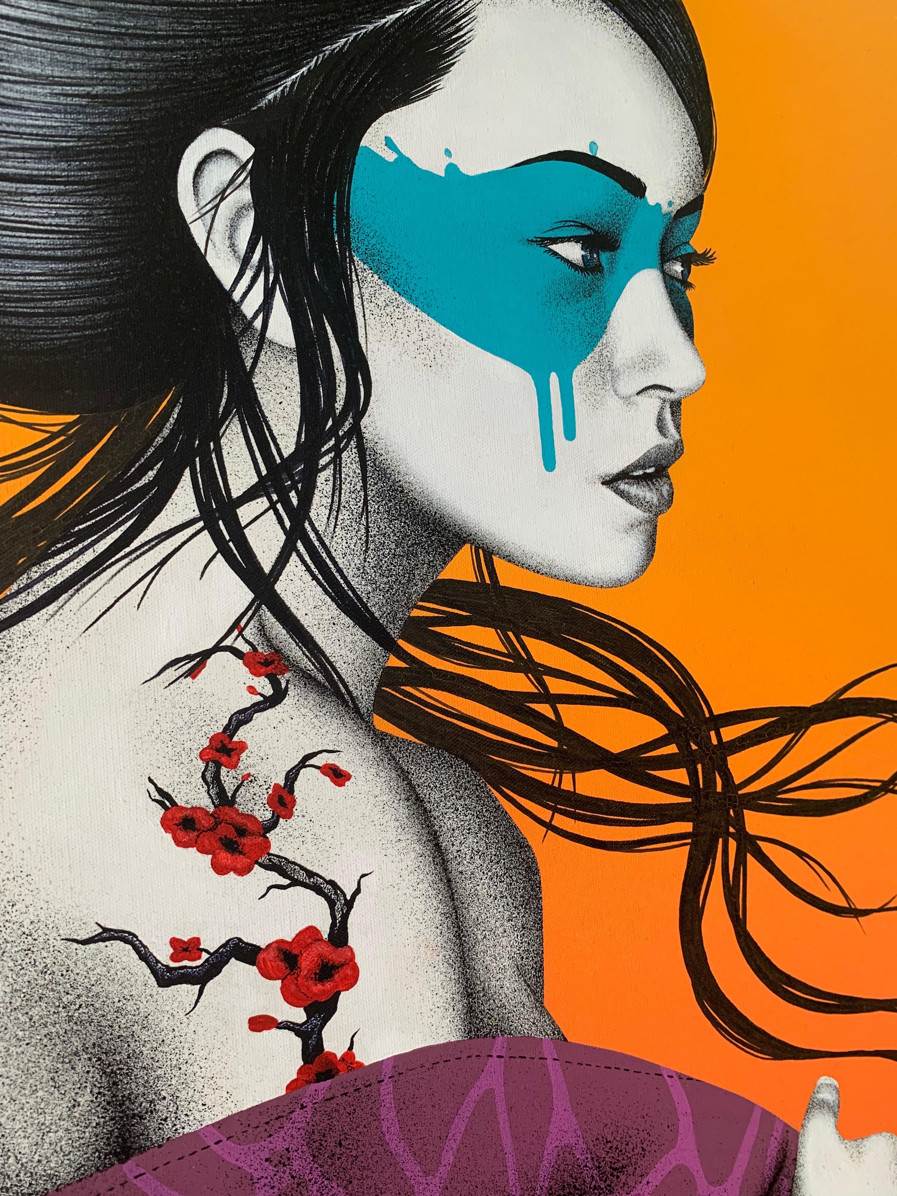 Okurimono (2014) di Fin DAC, Originale, Unico Acrilico e Vernice Spray su Tela 3