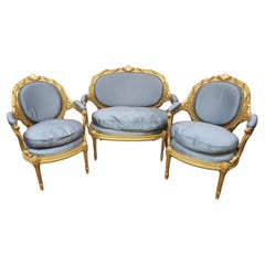 Fin-de-Siecle Carved Gilt Wood Parlor Suite