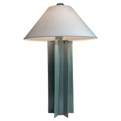 FIN Shade Table Lamp, light blue, hand built ceramic lamp by Kalin Asenov