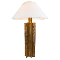 FIN Shade Table Lamp, Gold Glaze Finish, hanbuilt ceramic lamp by Kalin Asenov