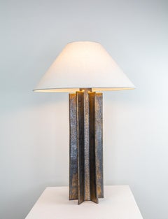 FIN Shade Table Lamp, Noir Stardust, hanbuilt ceramic lamp by Kalin Asenov