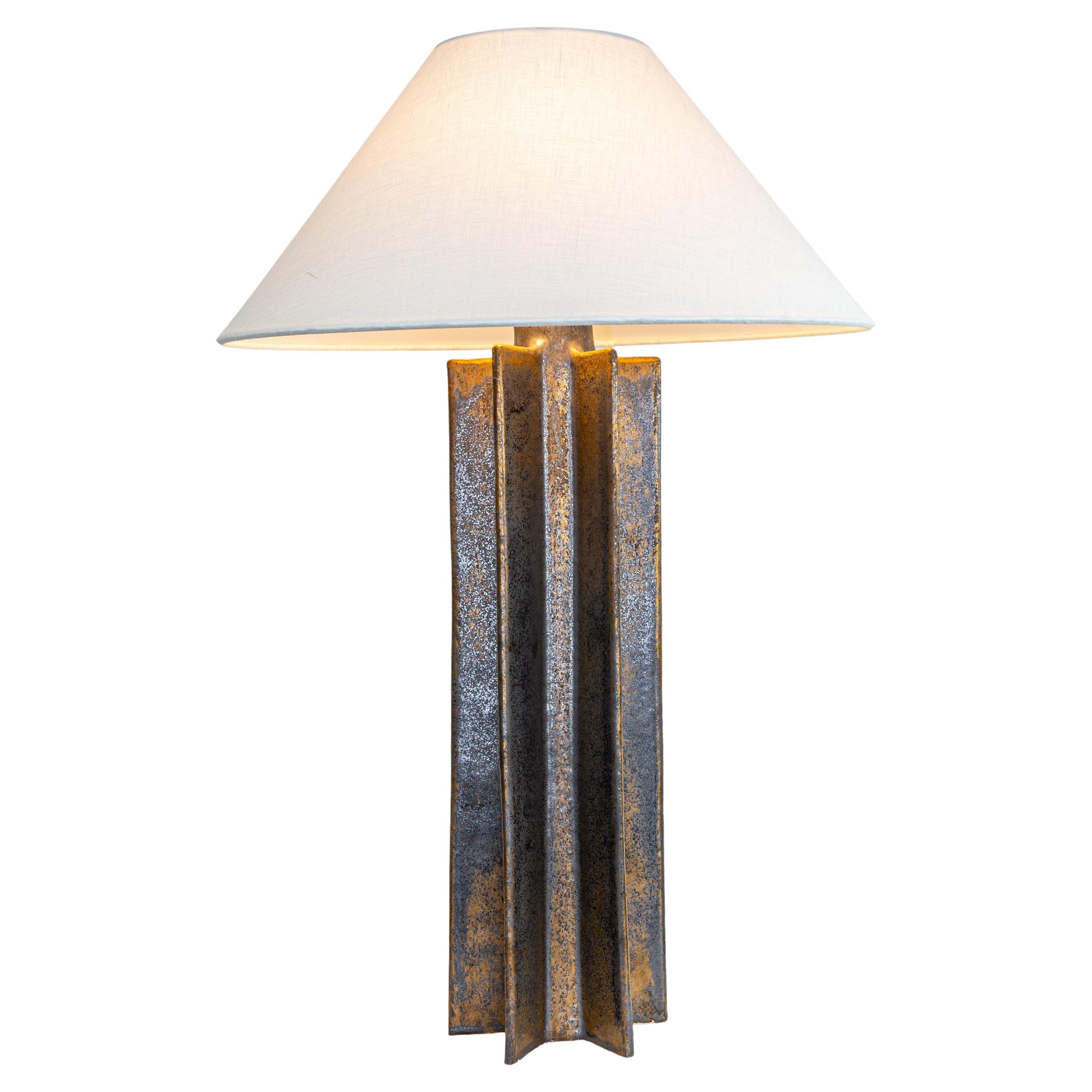 FIN Shade Table Lamp, Noir Stardust, hanbuilt ceramic lamp by Kalin Asenov