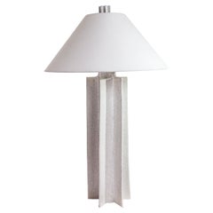 FIN Schirm-Tischlampe, Schneedrift-Spitze, handgefertigte Keramiklampe von Kalin Asenov