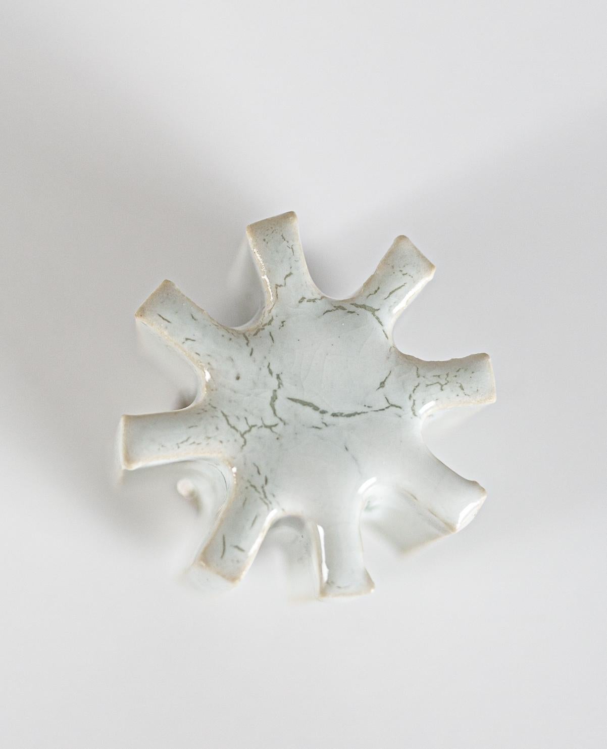 FIN Shade Table Lamp, white glaze blue undertones, ceramic lamp by Kalin Asenov For Sale 2