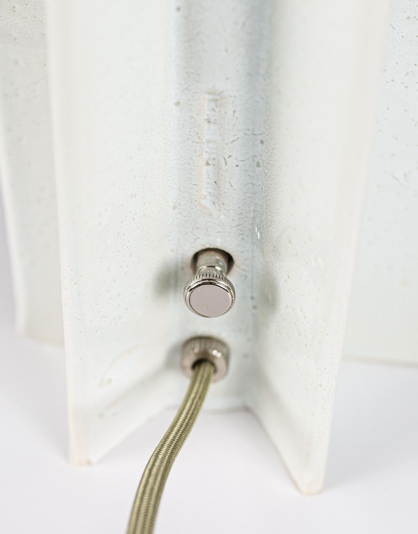 Ceramic FIN Shade Table Lamp, white glaze blue undertones, ceramic lamp by Kalin Asenov For Sale