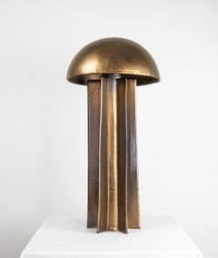 Lampe de table FIN Dome en céramique, or avec glaçure à reflets noirs, par Kalin Asenov