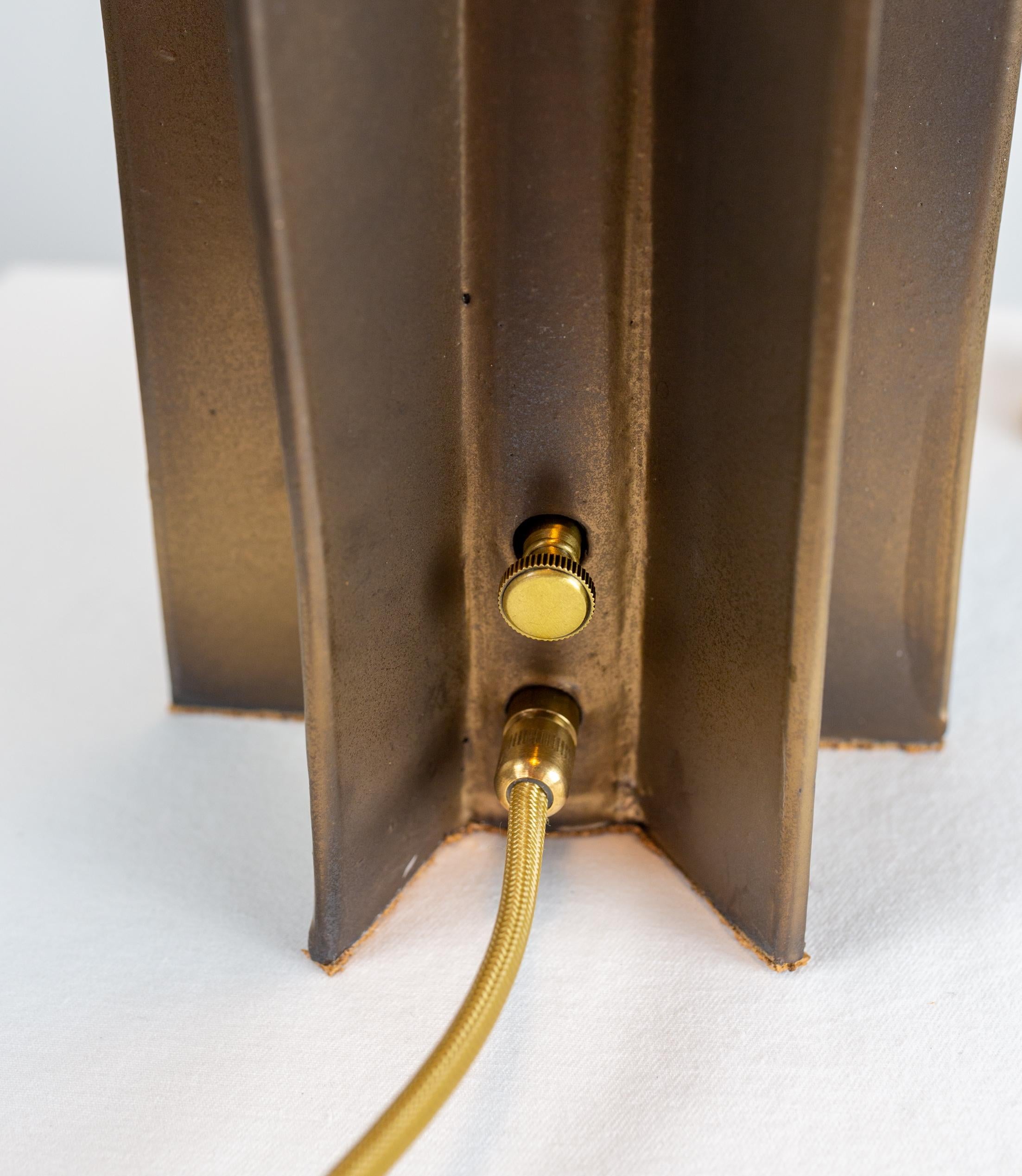 Modern FIN Dome Ceramic Table Lamp, Gold with Black Highlights Glaze, by Kalin Asenov For Sale