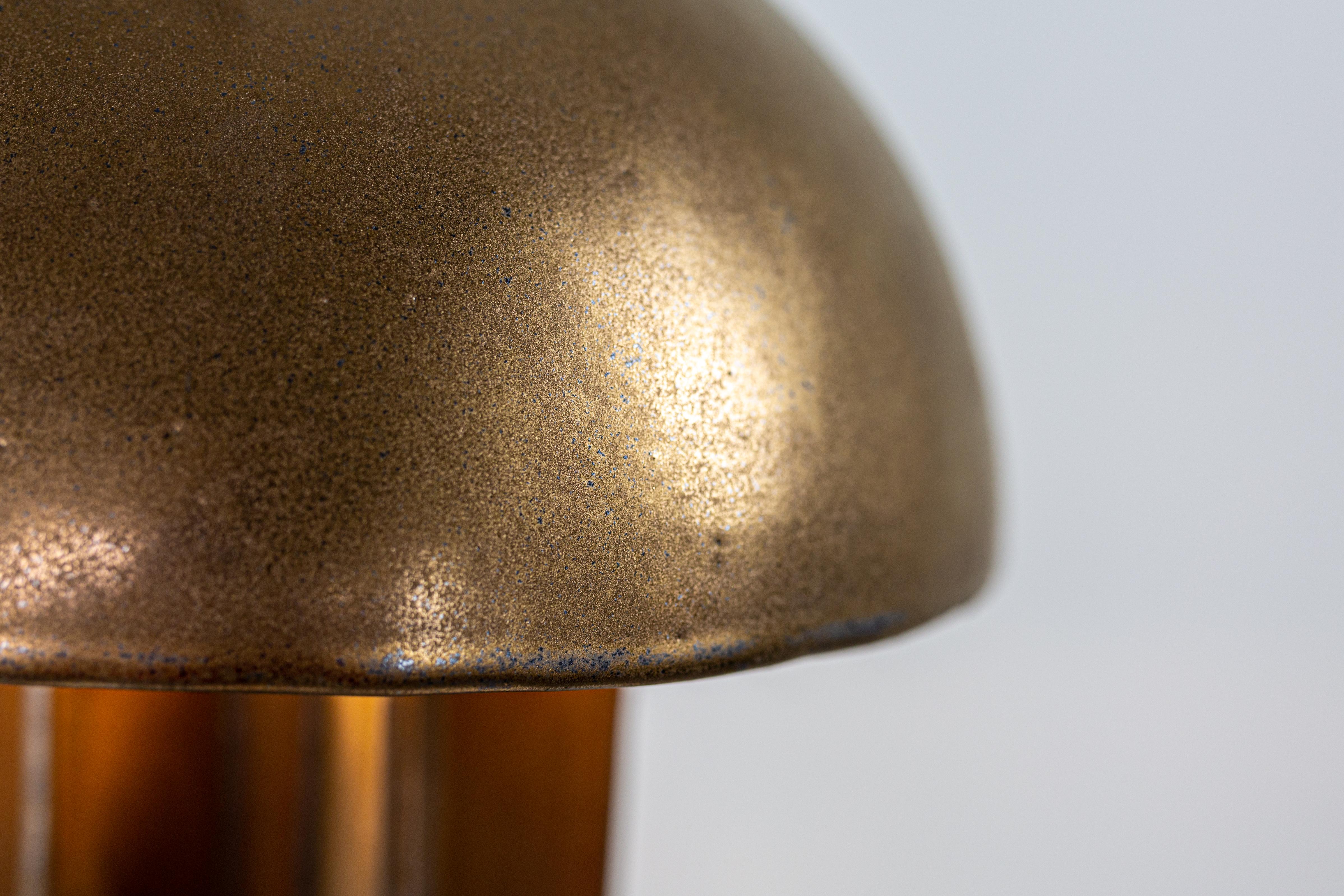 FIN table lamp, gold finish, hanbuilt ceramic dome lamp by Kalin Asenov In New Condition For Sale In Savannah, GA