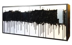 Finage Credenza by Morgan Clayhall, mix media artwork on doors, custom