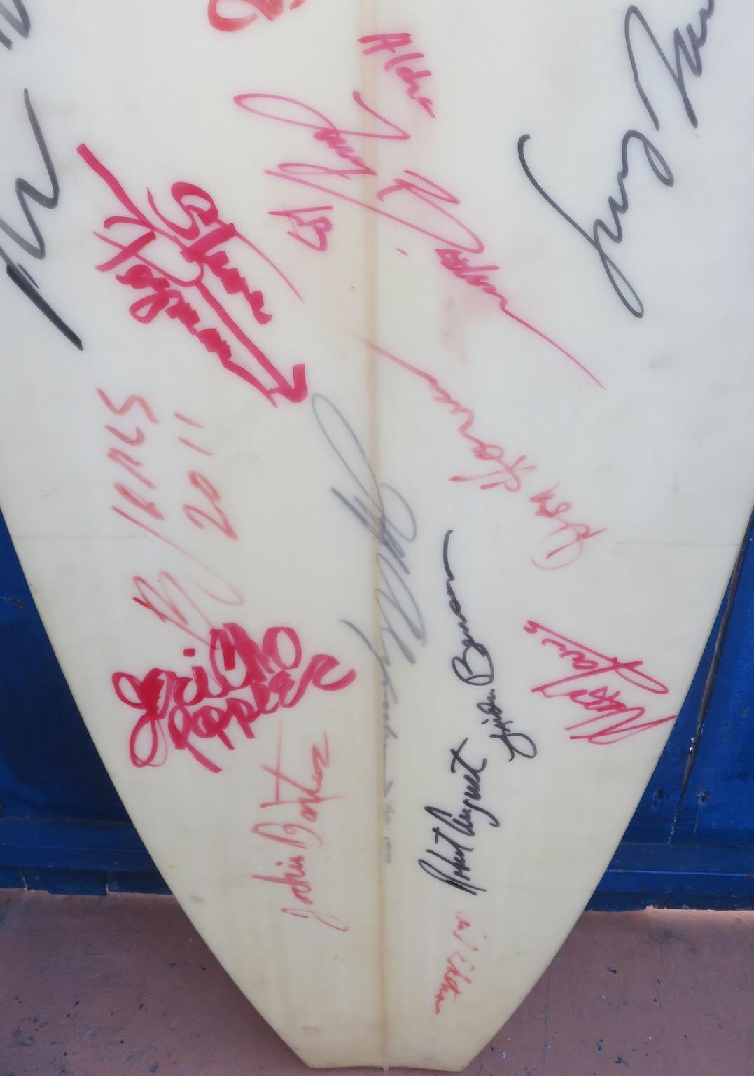 American Final Clark Foam Surfboard Blank Signed by Surfing Legends For Sale