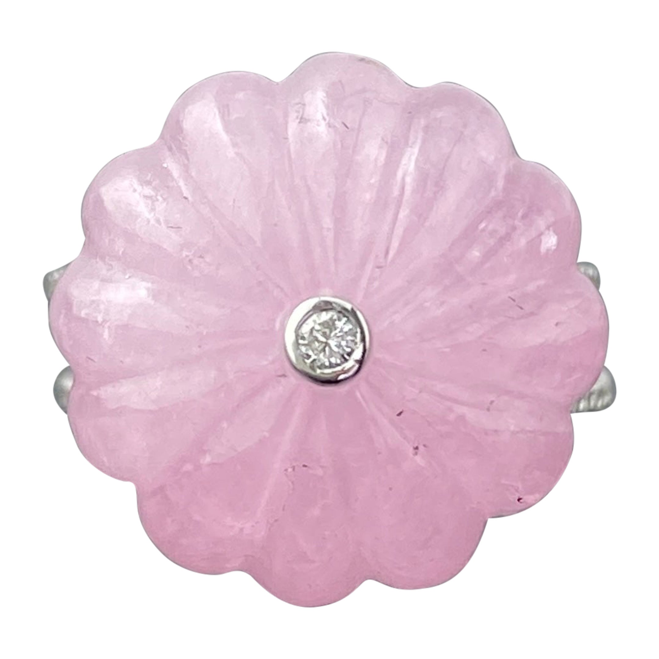 FINAL D - Bague de cocktail en or blanc 18 carats certifiée Morgane et diamants sculptés en vente