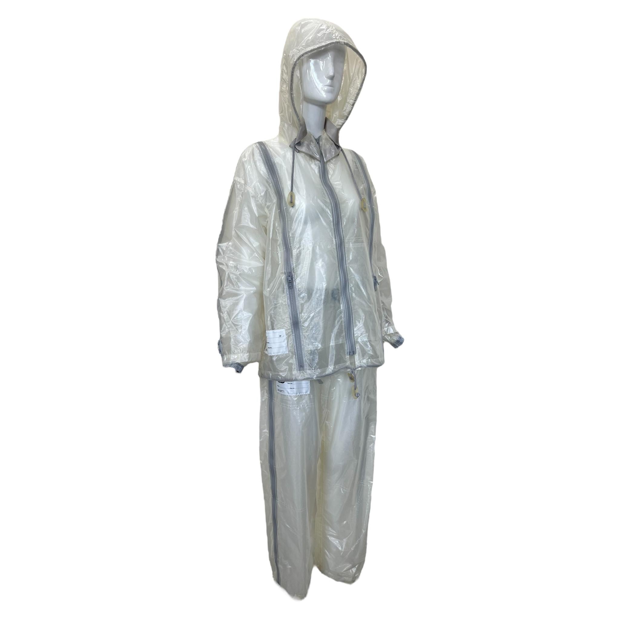 Gris FINAL HOME 1994 Sheer Nylon Hooded Survival Jacket and Pants en vente