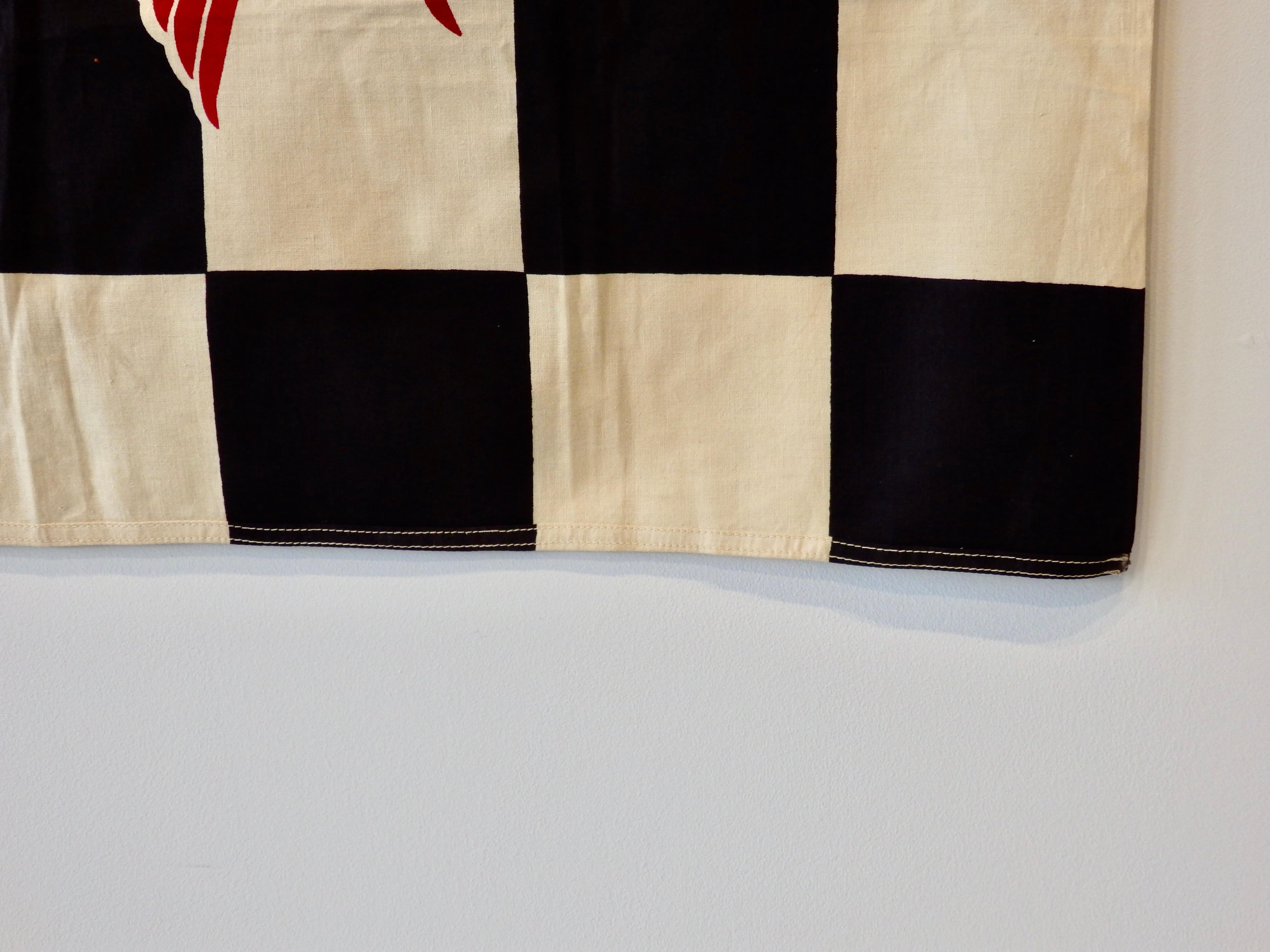 20th Century Final Lap Winners Circle Checkered Flag with Mobiloil Pegasus Logo Garage Art