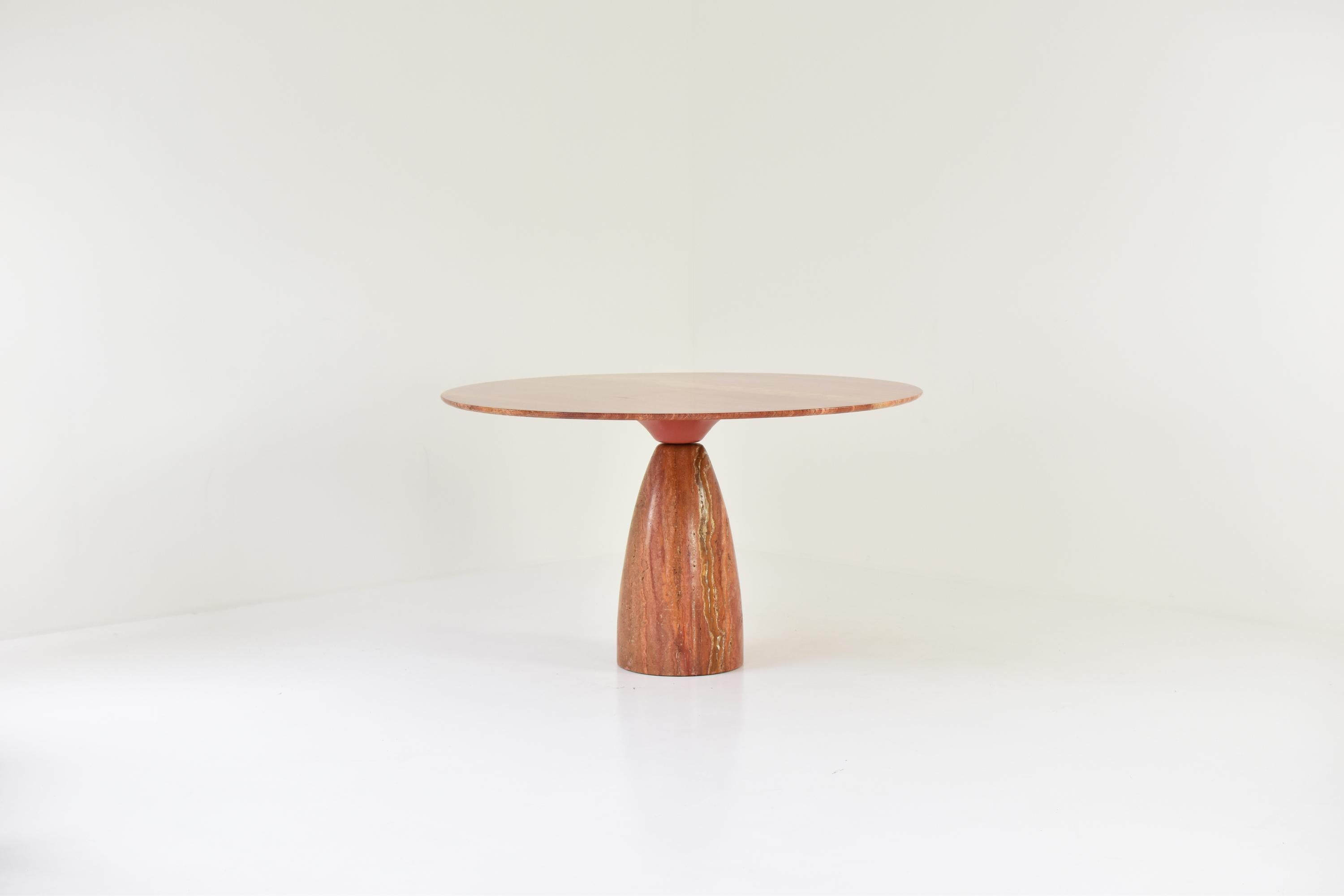 Rare ‘Finale’ dining table in Persian travertine by Peter Draenert for Draenert, Germany 1970’s. The top and base are made of a massive Persian travertine stone. We here present you a limited edition, only 25 pieces were ever made in this version.