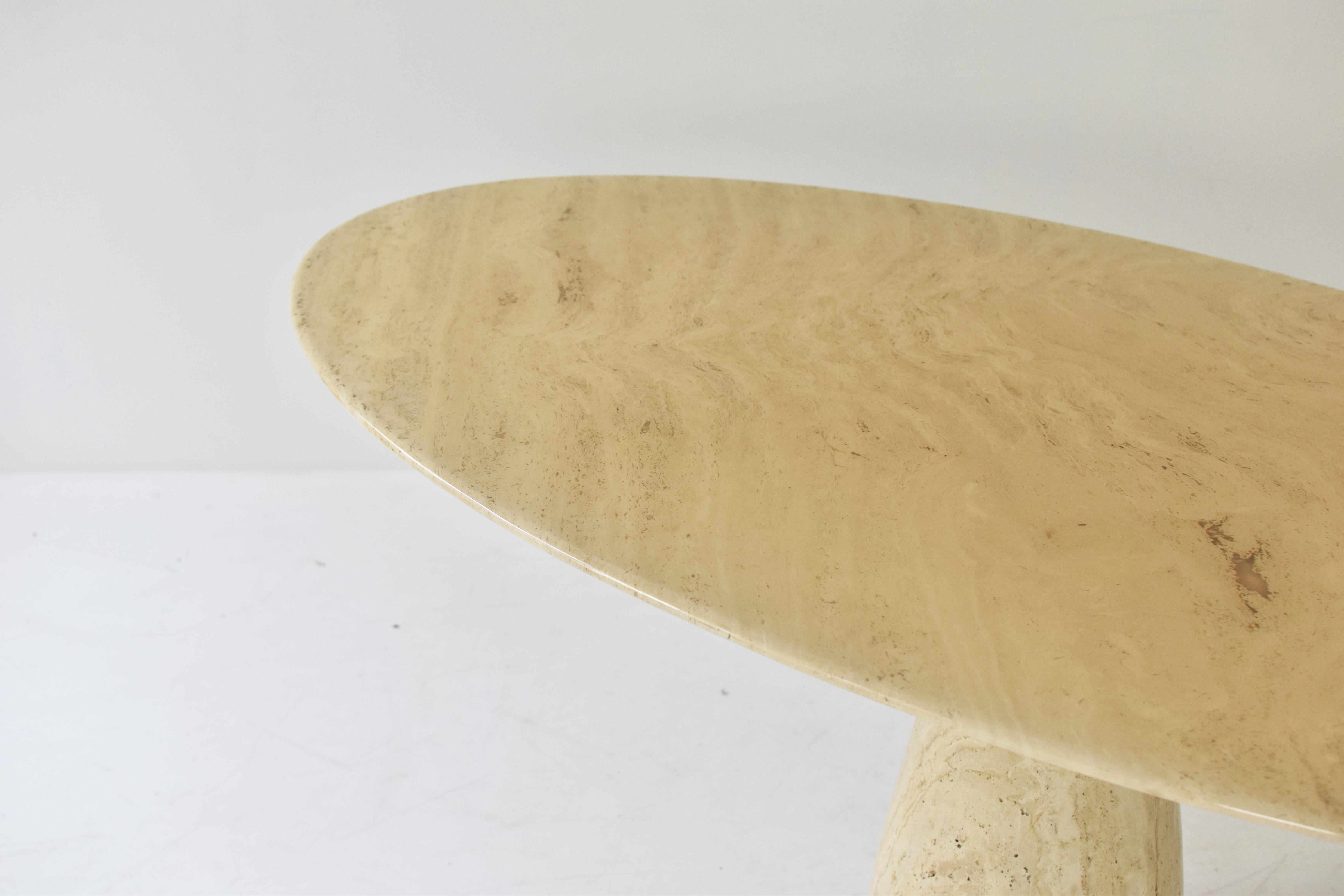 ‘Finale’ Oval Dining Table in Travertine by Peter Draenert, Germany 1970s 10